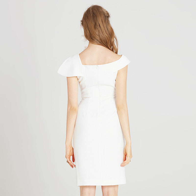 Chic Off-Shoulder Ruffle Mini Dress - Modern Bridal Shower & Cocktail Attire Feminé Luxé