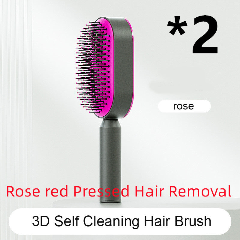 The Serenity Glide: One-Key Self-Cleaning Detangler & Scalp Massager Brush Feminé Luxé