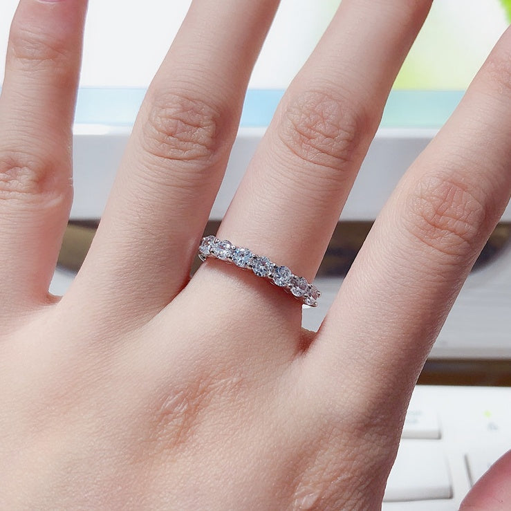 Dazzling Moissanite Eternity Band Ring - 925 Sterling Silver Stackable Wedding & Anniversary Jewelry Feminé Luxé