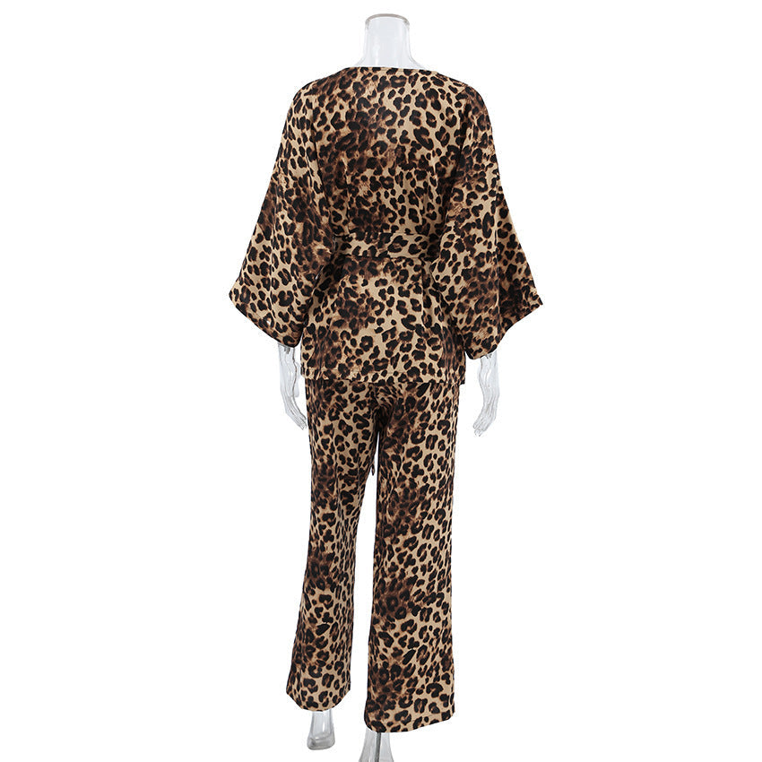 Wild Elegance: The Luxe Leopard Print Pajama Set Feminé Luxé