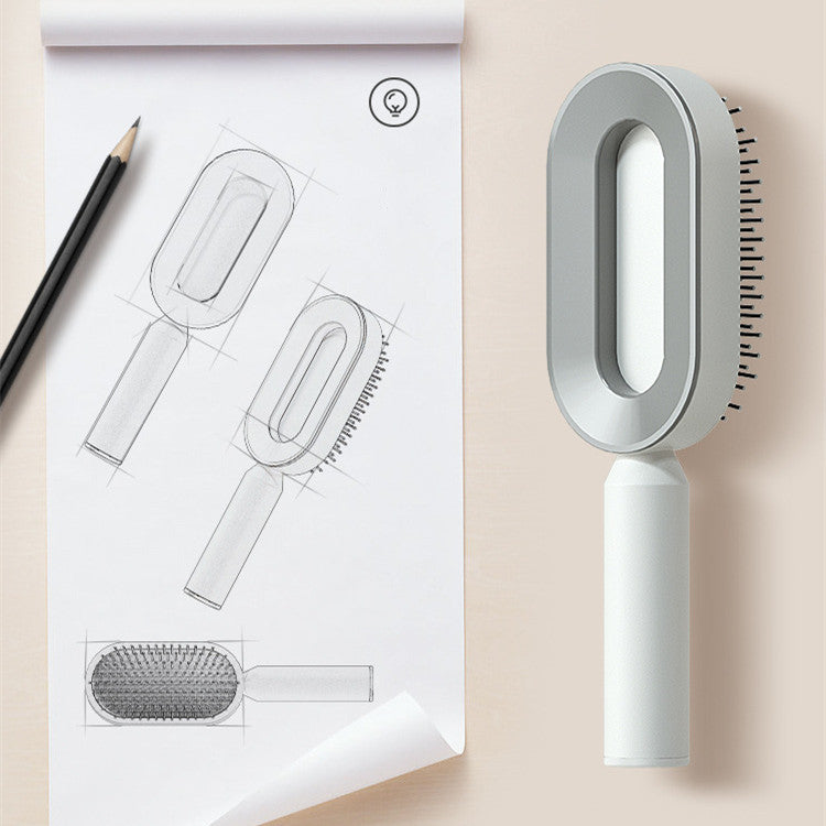 The Serenity Glide: One-Key Self-Cleaning Detangler & Scalp Massager Brush Feminé Luxé