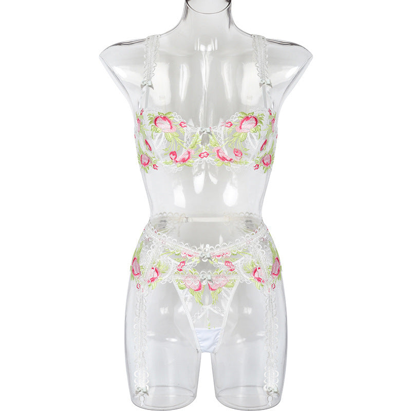 Bridal Floral Embroidered Garter Lingerie Set Feminé Luxé