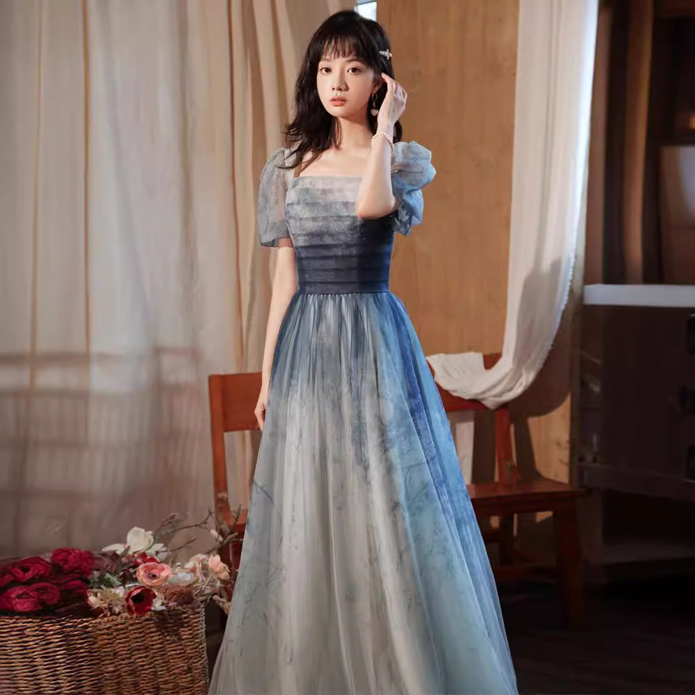 Gradient Blue Off-Shoulder Elegant Evening Gown Feminé Luxé