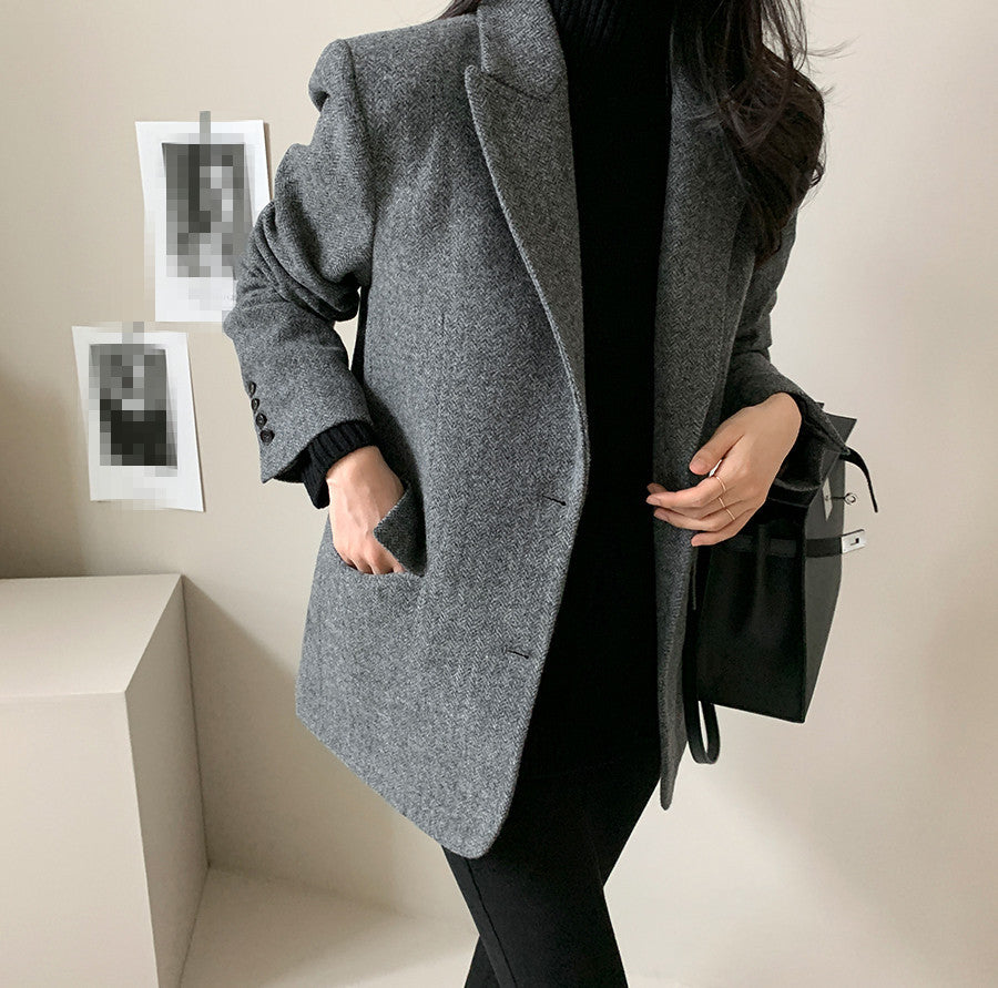 The Heritage Wool Blend Signature Blazer – Timeless Brown Feminé Luxé