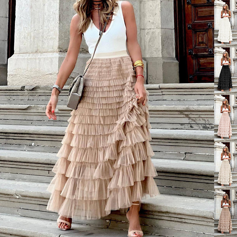 Feminé Luxé Exclusive The Grandeur Tiered Tulle Maxi Skirt for Women | High-Rise & Sculptural Volume Feminé Luxé