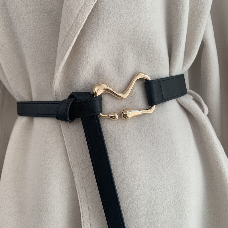 The 'Atelier' Thin Cinch Belt | Chic Suit Knot Decoration | Vegan Leather Waist Tamer Feminé Luxé