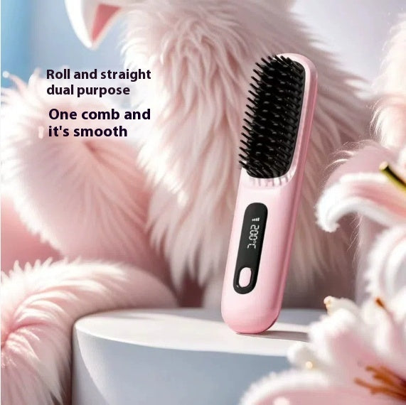 The Voyage Compact: Cordless USB-C Fast-Heat Straightening Brush with LCD Display Feminé Luxé