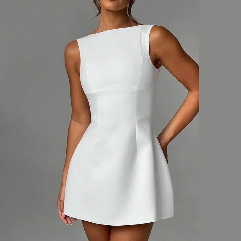 The "Minimalist Chic" Backless Sleeveless Mini Dress Feminé Luxé
