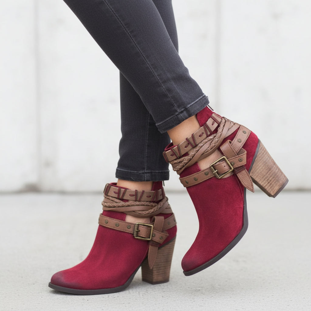 The 'Rebel Heart' Suede Rivet & Buckle Platform Boot Feminé Luxé