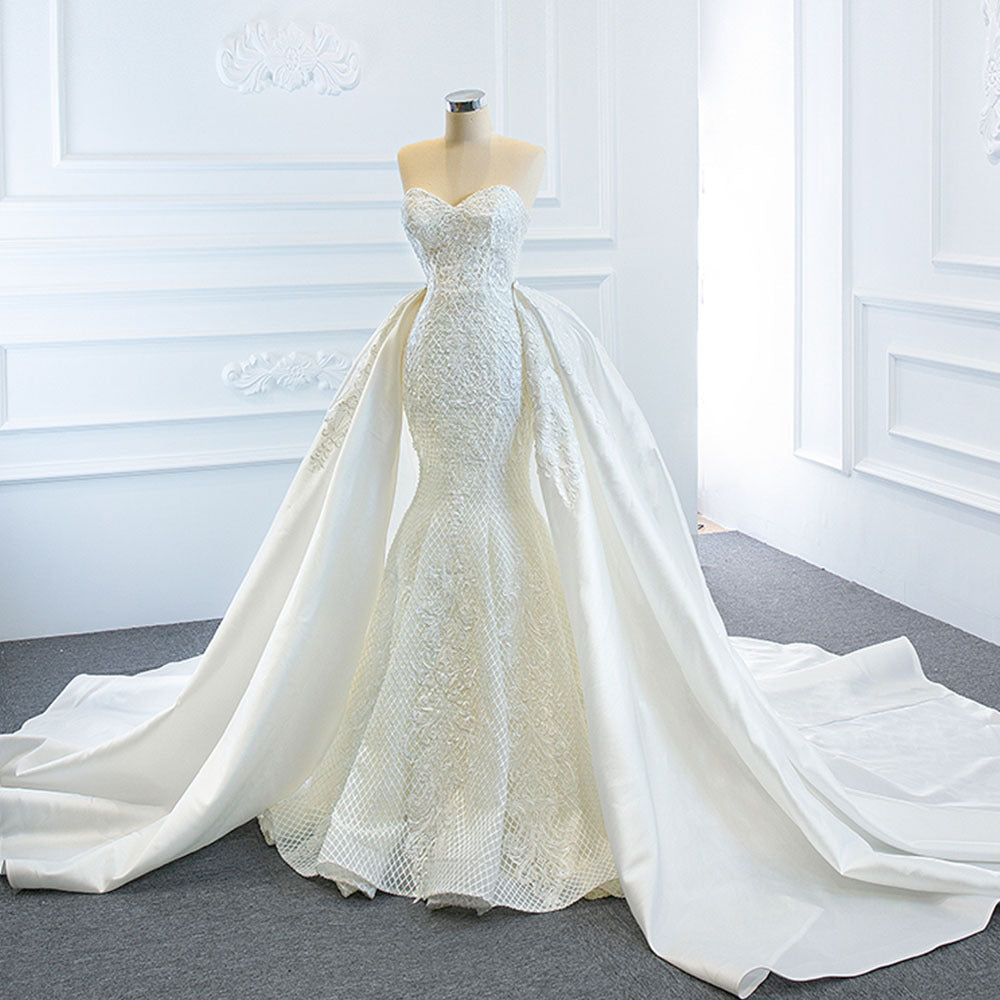 Feminé Luxé Exclusive Haute Couture Mermaid Wedding Gown - Detachable Overskirt for Two-Look Bridal Elegance Feminé Luxé
