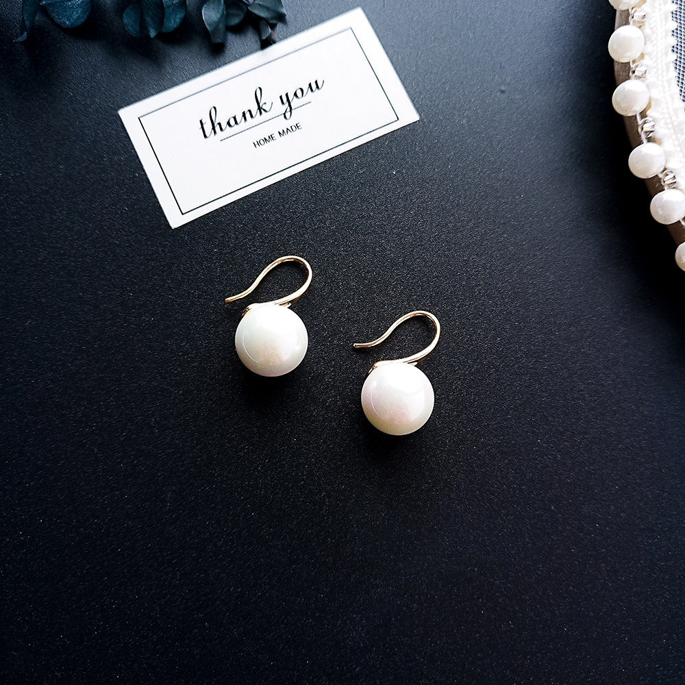 18K Gold Plated Simple Pearl Drop Earrings Feminé Luxé