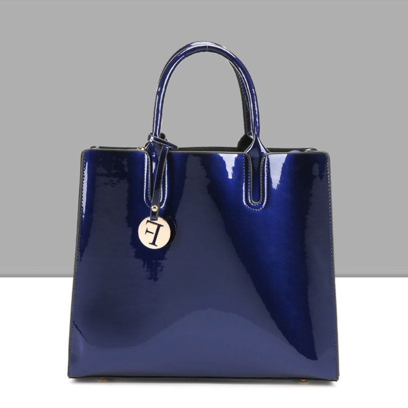 The Éclat Patent Leather Luxury Structured Tote – Convertible High-Shine 3-Piece Set Feminé Luxé