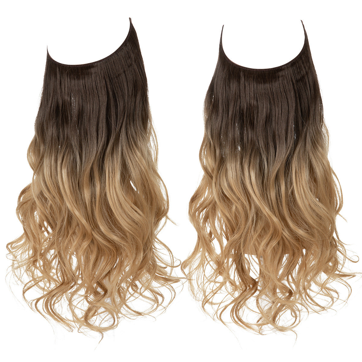 22" Invisible Wire Dark Chocolate Ombre Wave Extension – Luxe Length & Volume Feminé Luxé