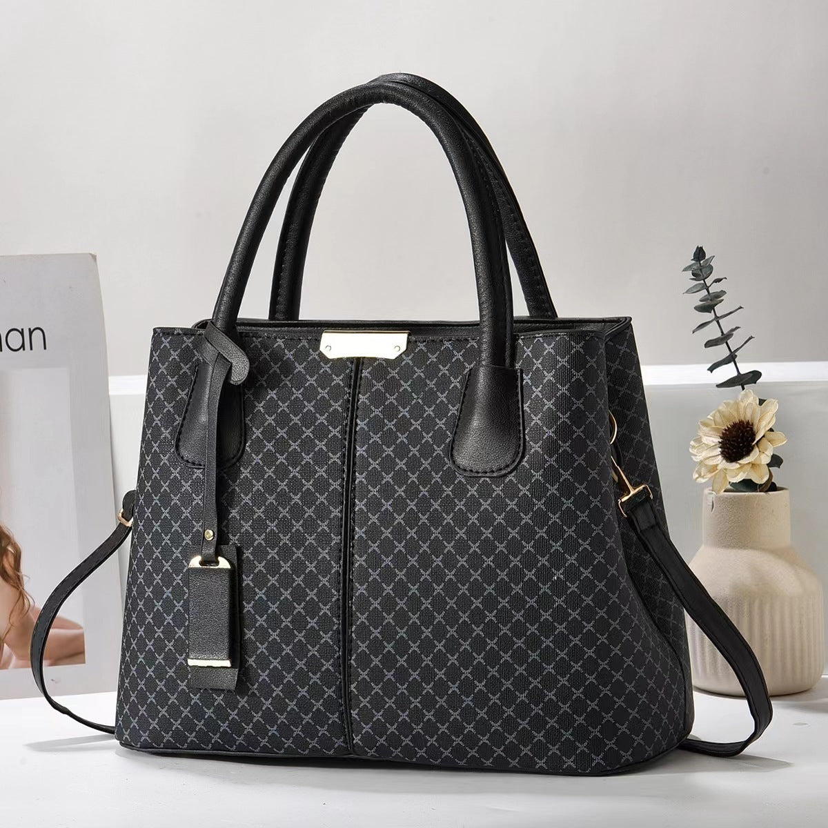 Executive Heritage: Classic Printed Convertible Tote Bag – Business & Travel Chic Feminé Luxé