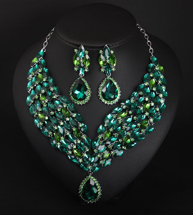 The Empress | Bold Crystal African Necklace & Earring Set - Gemstone Statement Feminé Luxé