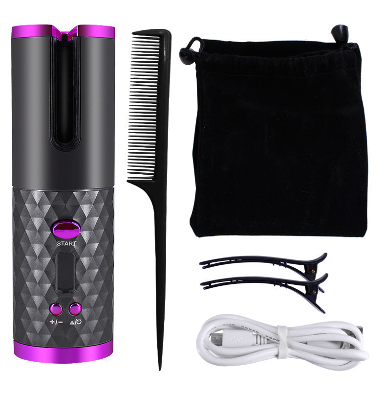 The Liberty Wave: Cordless Auto-Rotating Ceramic Curler with Digital LCD Display Feminé Luxé