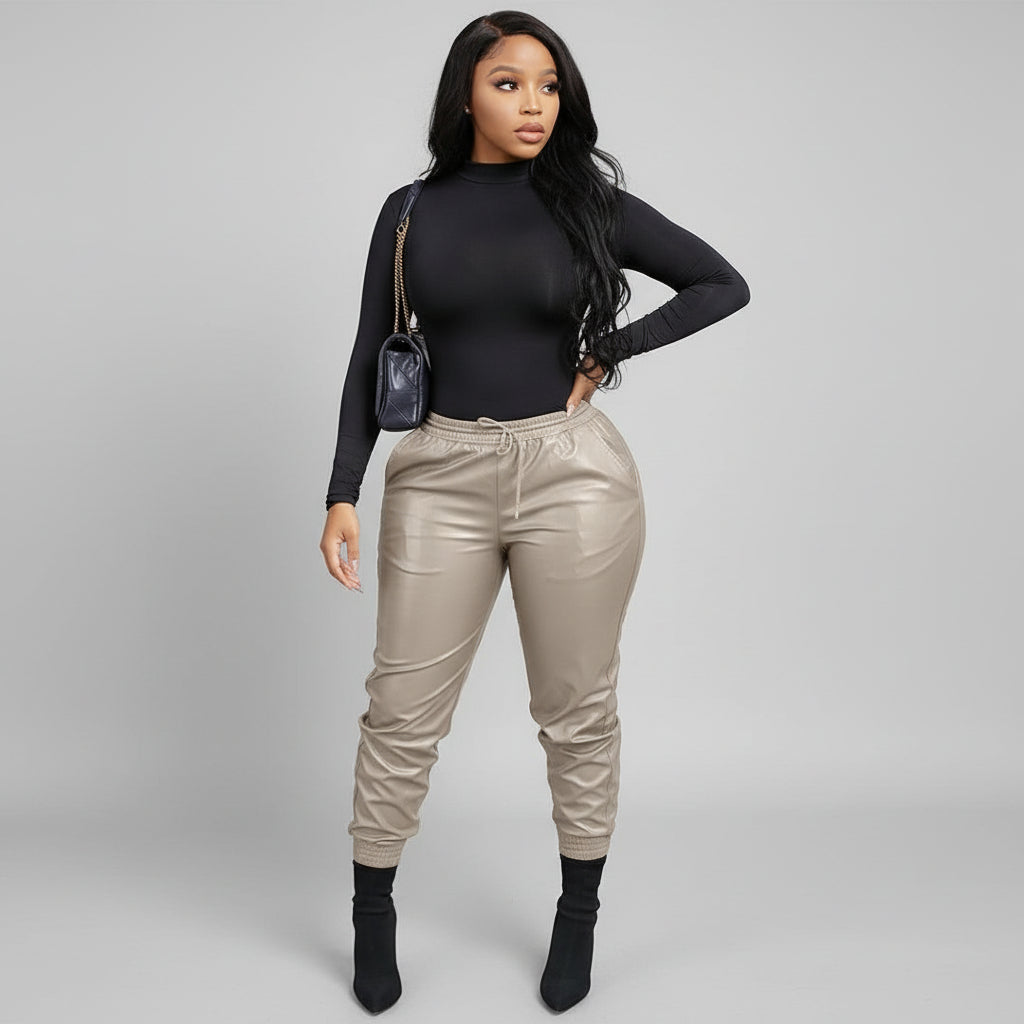 The 'Vibrant Sculpt' High-Shine Faux Leather Trousers Feminé Luxé