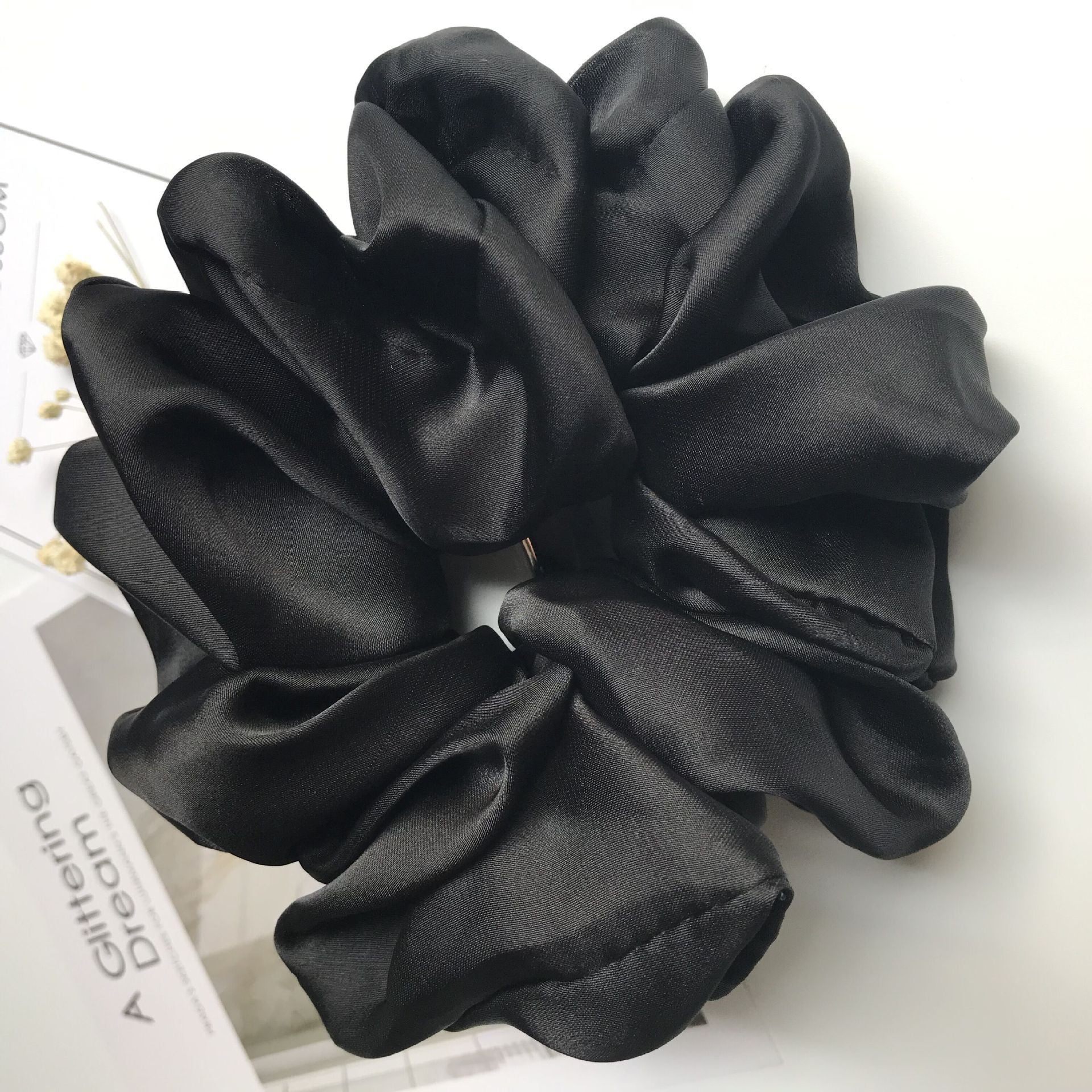 The Silk Grandeur Scrunchie: Oversized Luxurious Satin Hair Tie - Handcrafted Statement Accessory for Velvet Softness Feminé Luxé