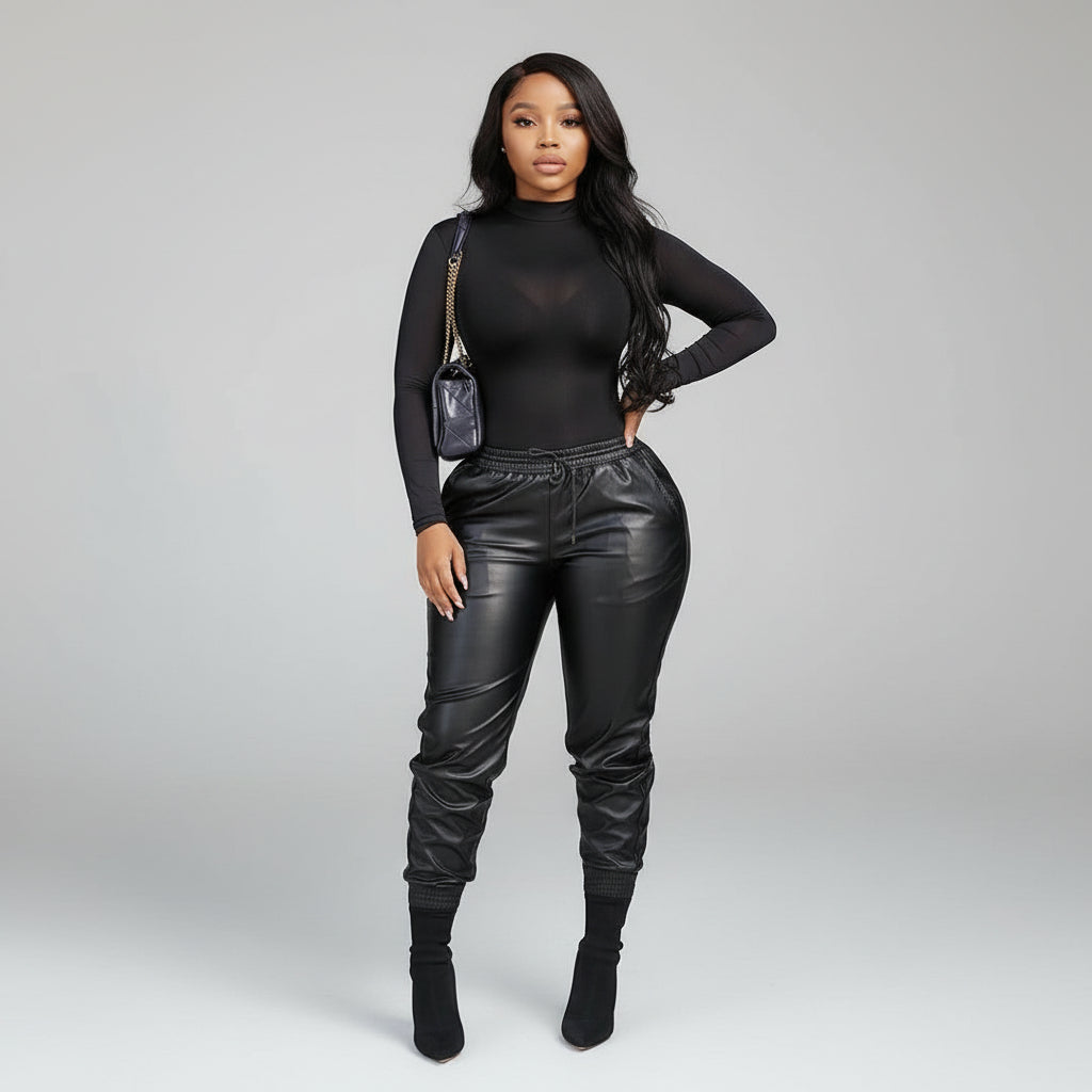 The 'Vibrant Sculpt' High-Shine Faux Leather Trousers Feminé Luxé