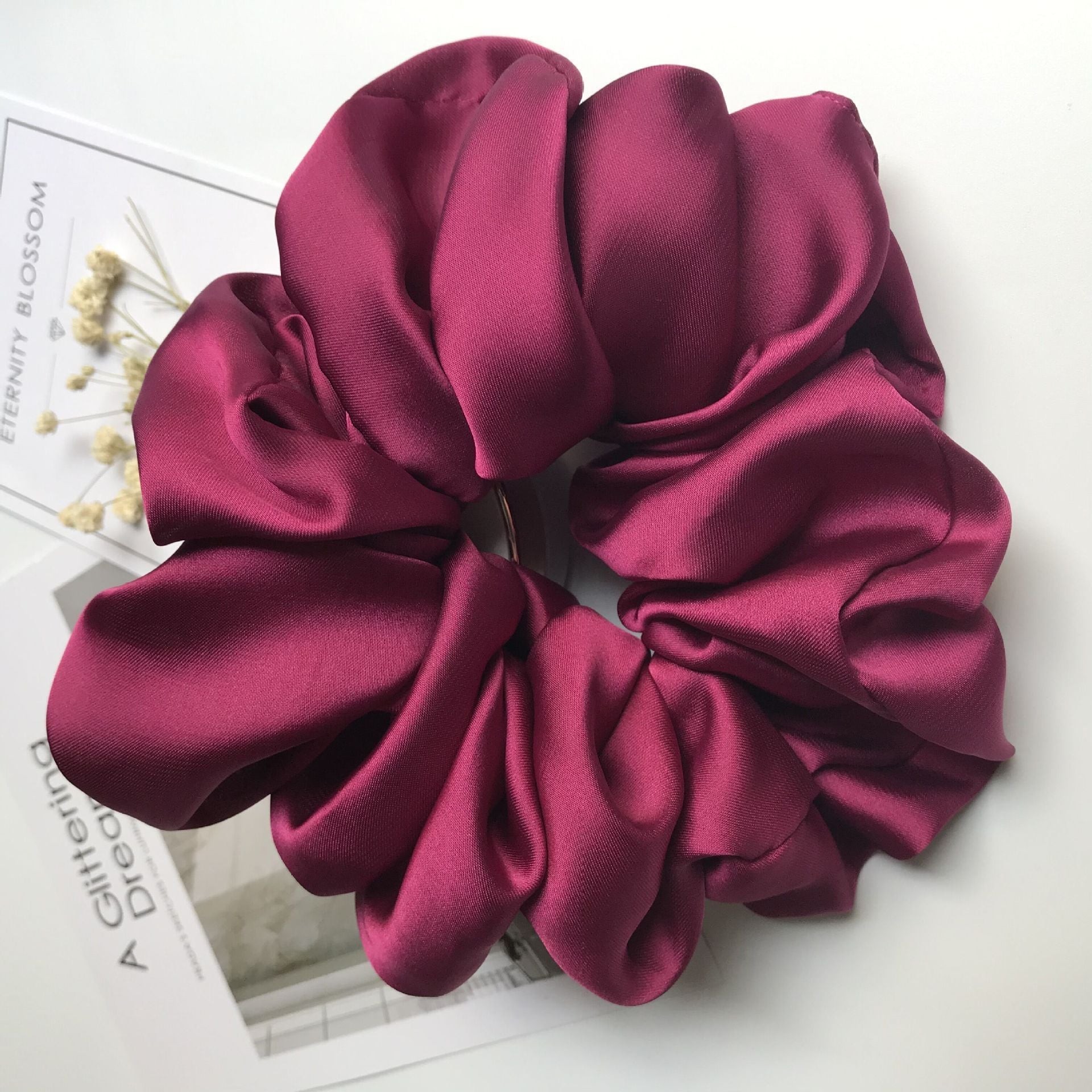 The Silk Grandeur Scrunchie: Oversized Luxurious Satin Hair Tie - Handcrafted Statement Accessory for Velvet Softness Feminé Luxé