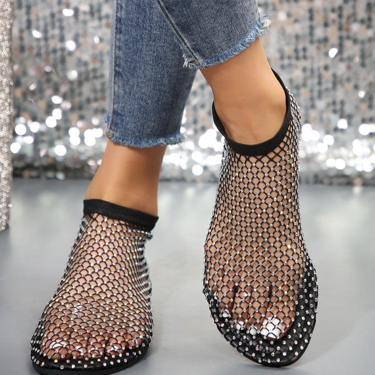 The Starlight Mesh Slide: Crystal Embellished Statement Flats Feminé Luxé