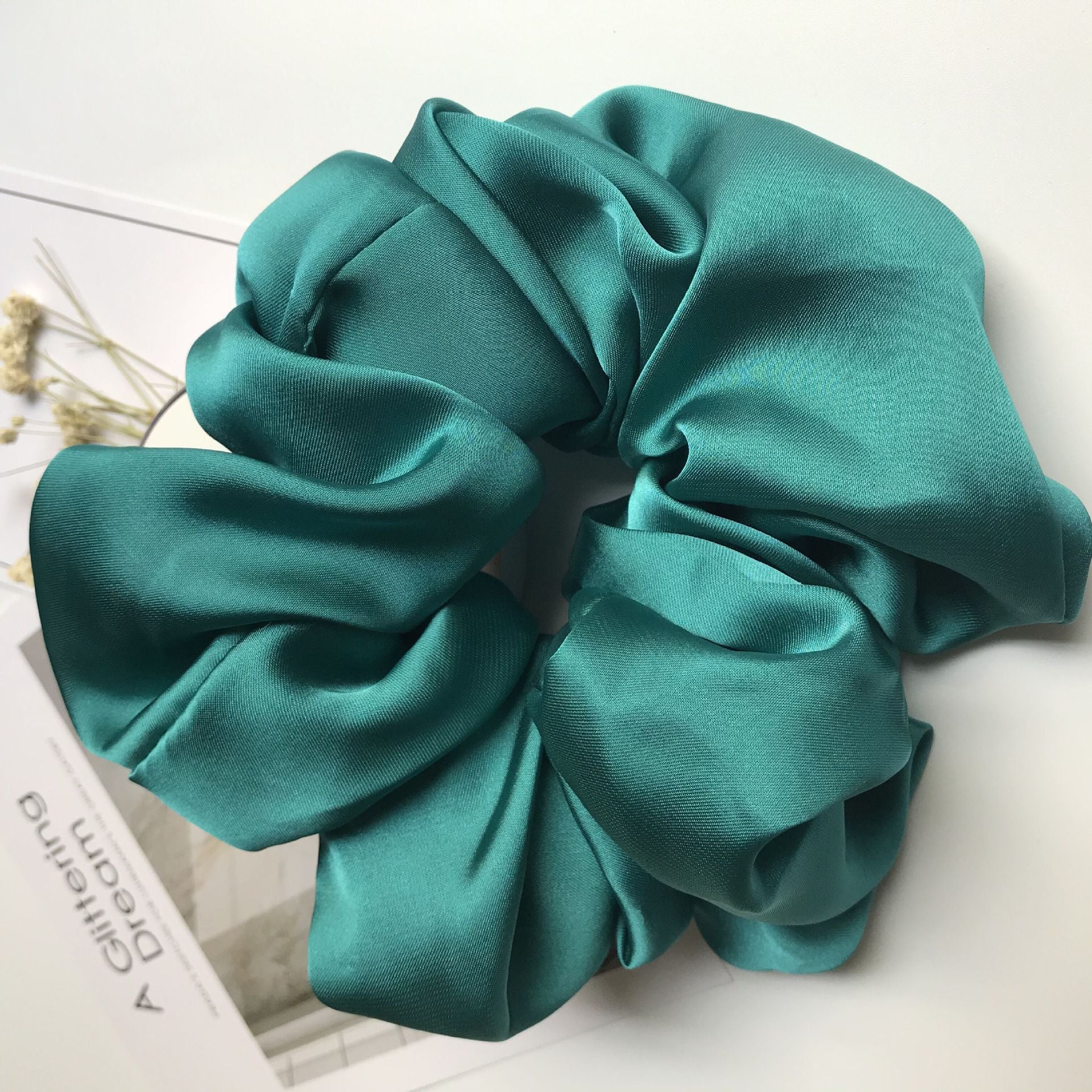 The Silk Grandeur Scrunchie: Oversized Luxurious Satin Hair Tie - Handcrafted Statement Accessory for Velvet Softness Feminé Luxé