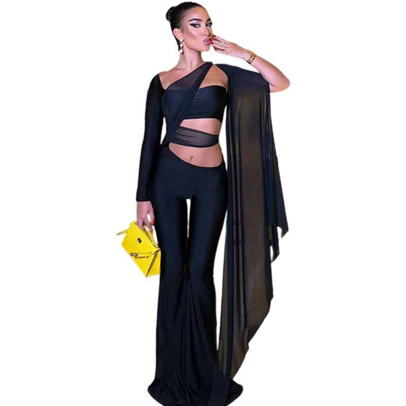 Asymmetrical Cutout Glamour Jumpsuit Bodysuit Feminé Luxé