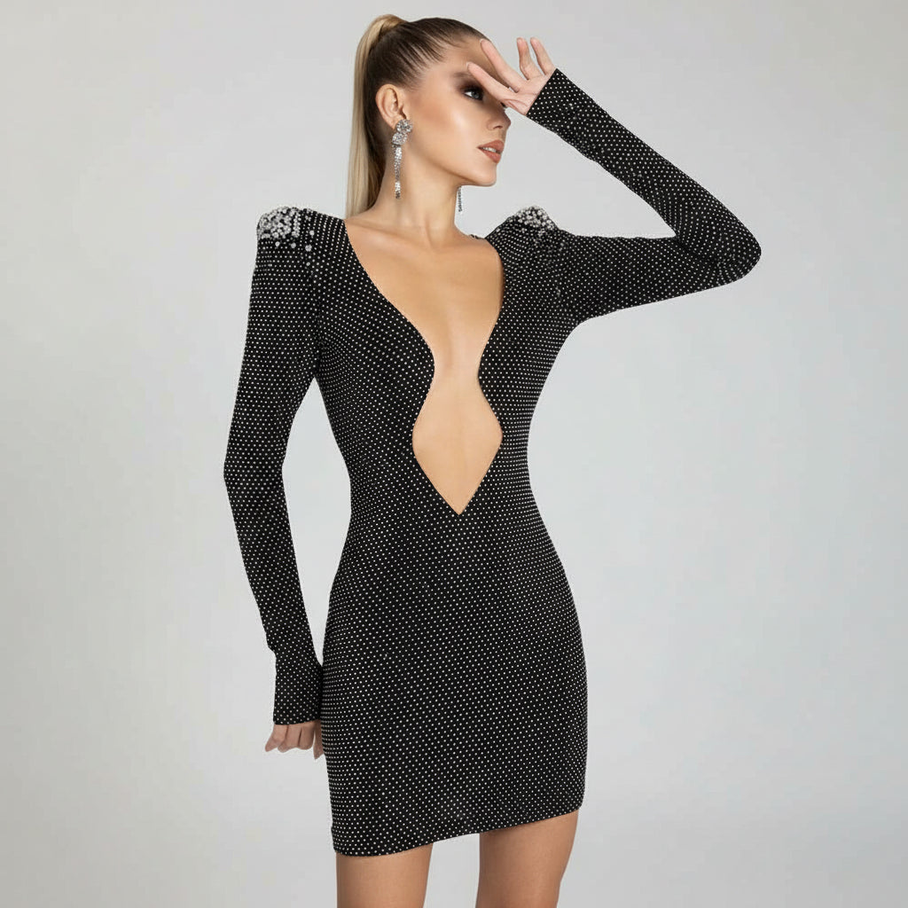 Dazzling Black Rhinestone Prom & Event Dress Feminé Luxé