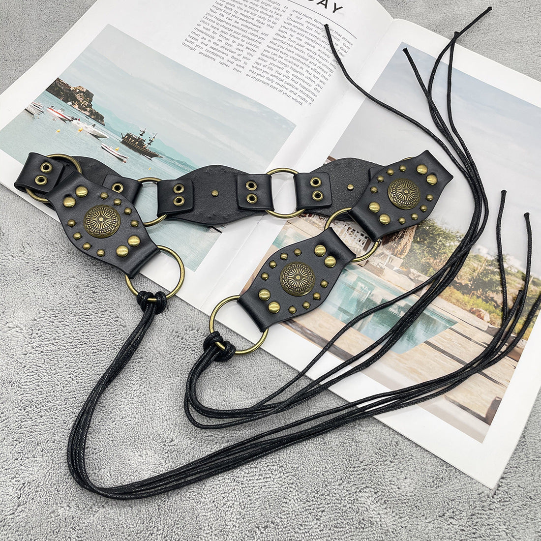 The Heavy Metal Cinch: Vintage Punk Double Ring & Stud Accent Belt Feminé Luxé