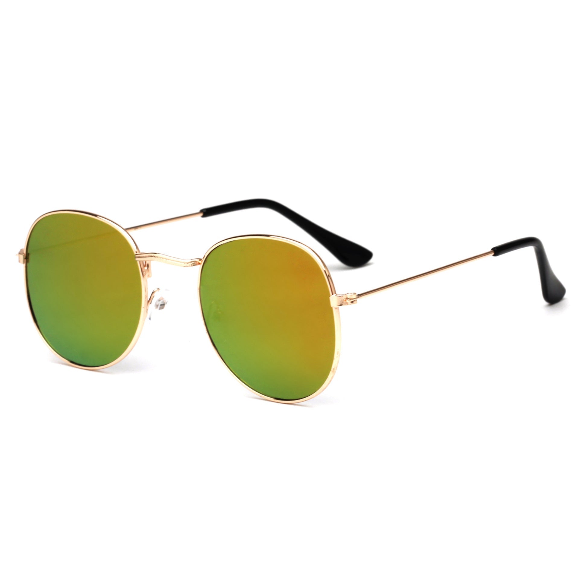 Chic Radiance: Retro-Inspired Mirrored Round Metallic Sunglasses (UV400 Protection) Feminé Luxé