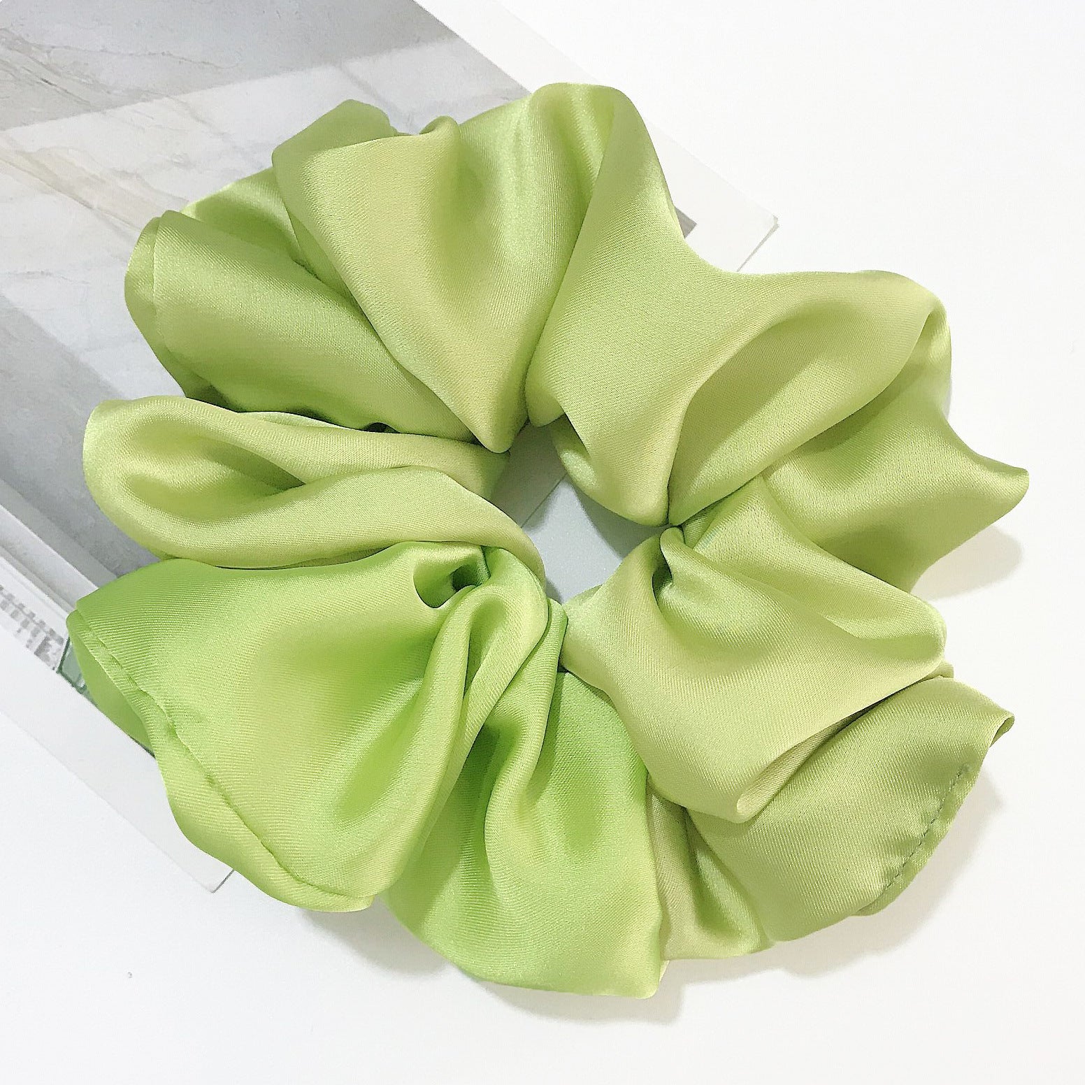 The Silk Grandeur Scrunchie: Oversized Luxurious Satin Hair Tie - Handcrafted Statement Accessory for Velvet Softness Feminé Luxé