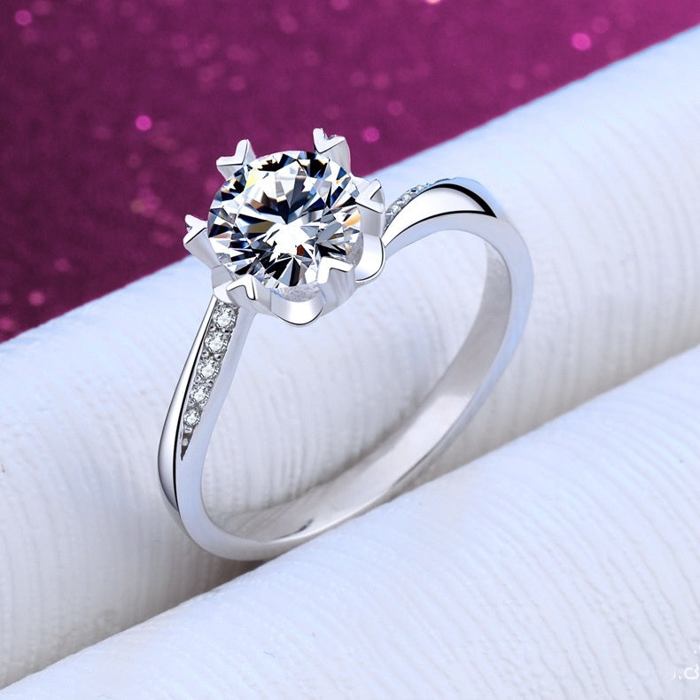 Brilliant 925 Sterling Silver Moissanite Solitaire Ring – '8 Hearts & 8 Arrows' Cut Feminé Luxé Exclusive Feminé Luxé
