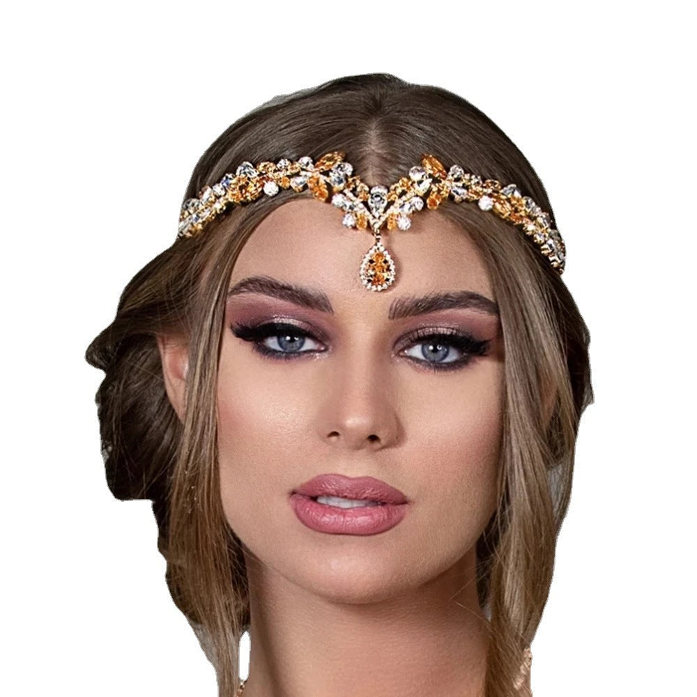 The Starlight Diadem: Couture Zirconia Forehead Chain - High-End Luxury Bridal & Evening Headpiece Feminé Luxé