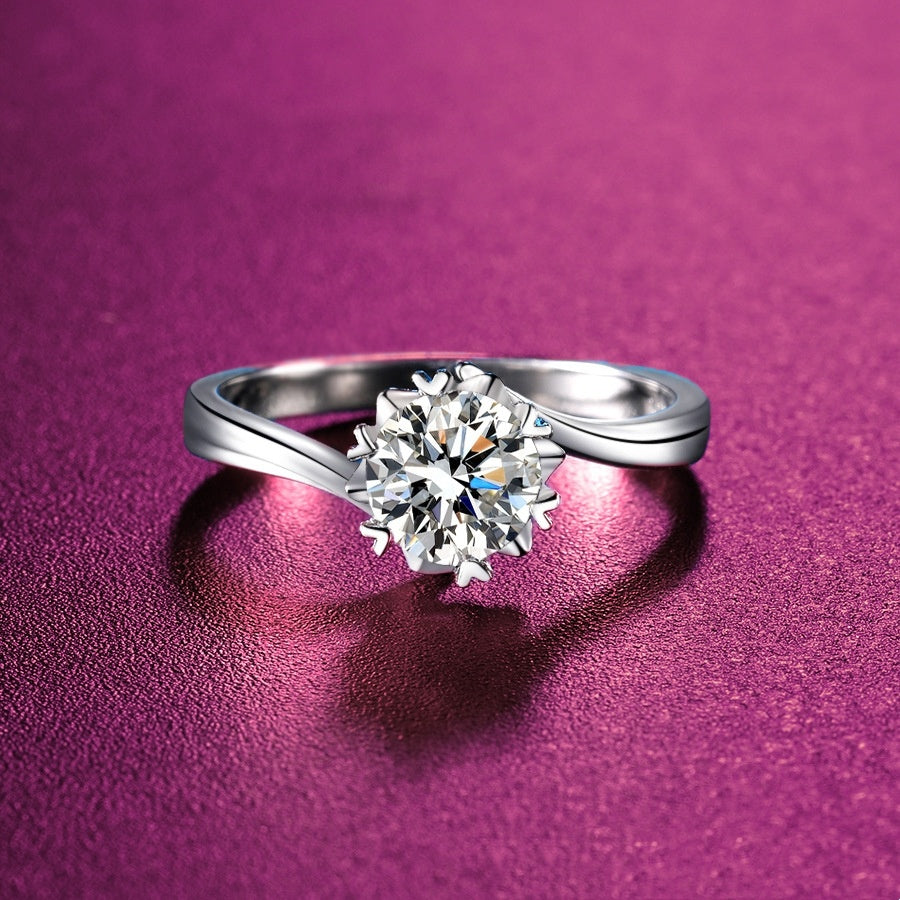 Brilliant 925 Sterling Silver Moissanite Solitaire Ring – '8 Hearts & 8 Arrows' Cut Feminé Luxé Exclusive Feminé Luxé