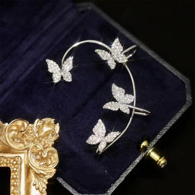 Ethereal Butterfly Wing Ear Climber | Diamond-Accented Luxury Ear Clip & Hook in Plated Finish Feminé Luxé