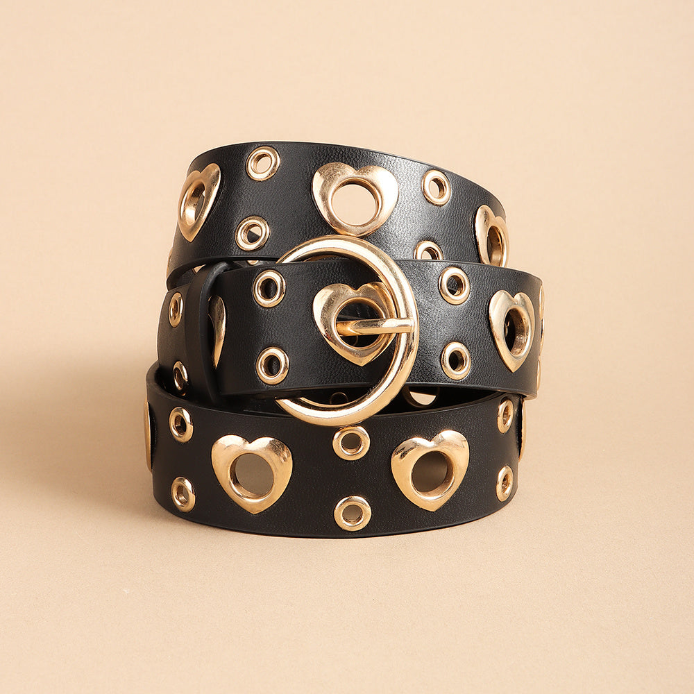 The 'Vandal' Couture Punk Heart Cutout Belt | Electroplated Metal Grommets | High-End Edgy Statement Feminé Luxé