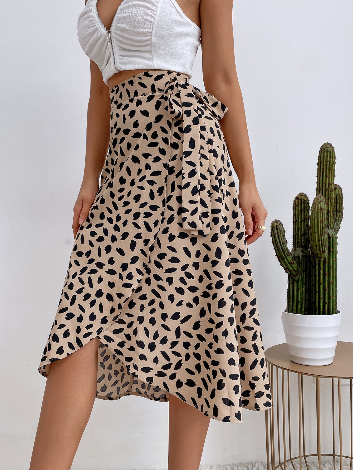 The Timeless Polka Dot Wrap Midi Skirt | High-Rise & Flowing Sarong Style Feminé Luxé