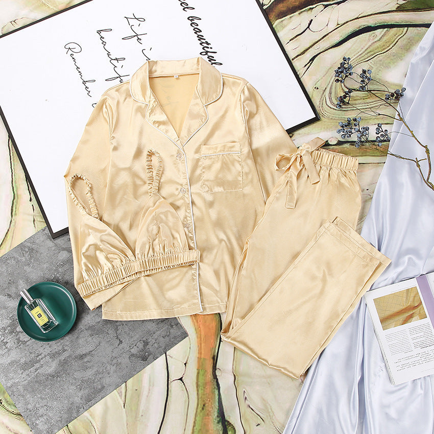 3-Piece Luxury Satin Loungewear Set: Robe, Bralette Top, and Long Pants Pajamas Feminé Luxé