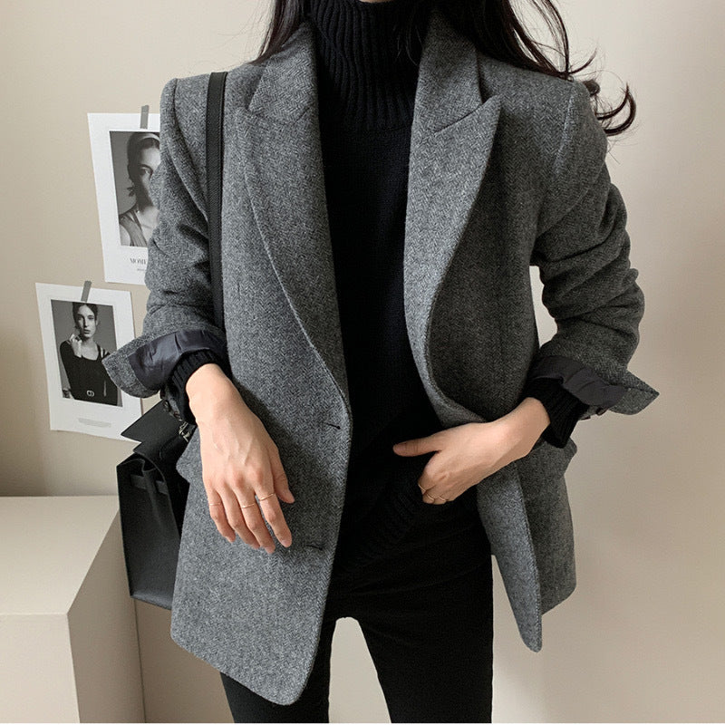 The Heritage Wool Blend Signature Blazer – Timeless Brown Feminé Luxé