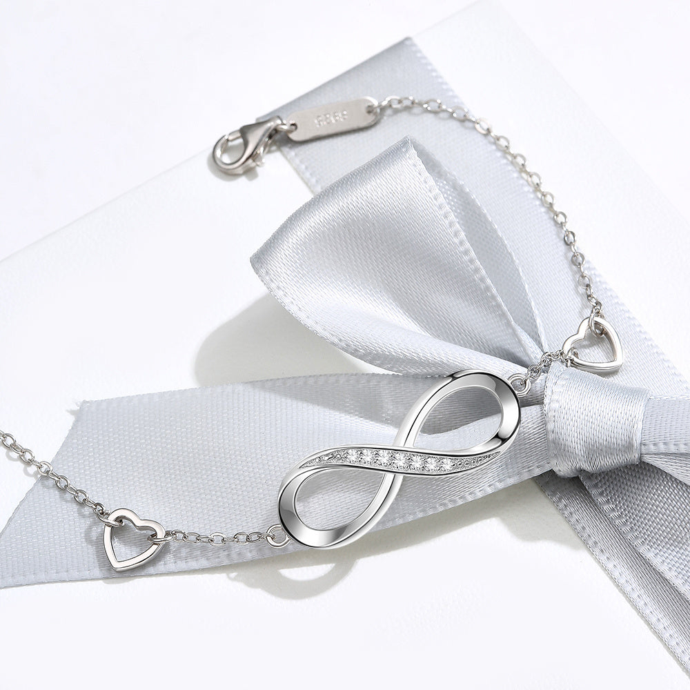 Sterling Silver Infinity Symbol Bracelet - Minimalist Women's Fine Jewelry with Zircon Feminé Luxé
