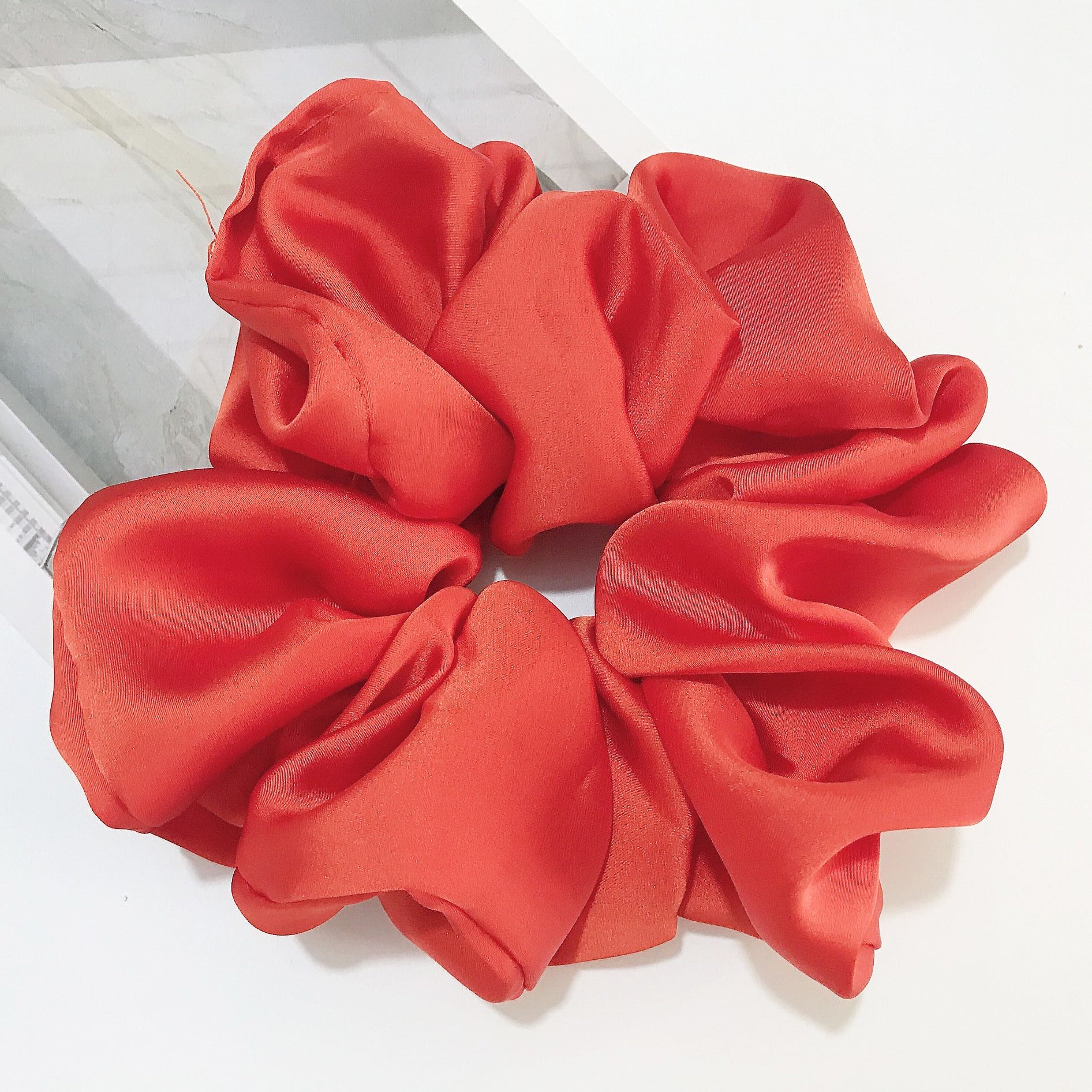 The Silk Grandeur Scrunchie: Oversized Luxurious Satin Hair Tie - Handcrafted Statement Accessory for Velvet Softness Feminé Luxé