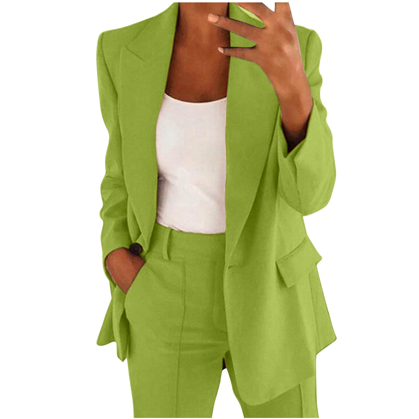Elegant Spring Solid Color Blazer & Wide Leg Pant Set Feminé Luxé