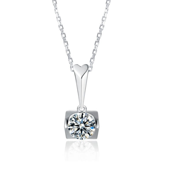 Genuine 925 Silver 1ct Moissanite Pendant & Stud Earrings 2-Piece Set Feminé Luxé