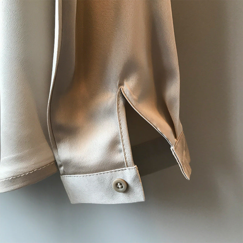Champagne Satin Oversized Shirt Feminé Luxé