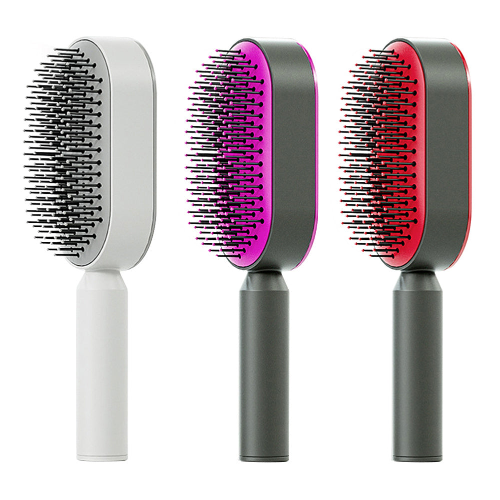 The Serenity Glide: One-Key Self-Cleaning Detangler & Scalp Massager Brush Feminé Luxé