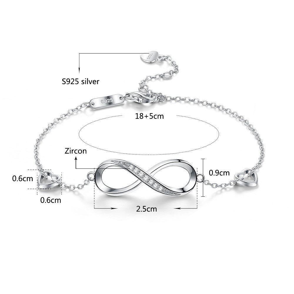 Sterling Silver Infinity Symbol Bracelet - Minimalist Women's Fine Jewelry with Zircon Feminé Luxé