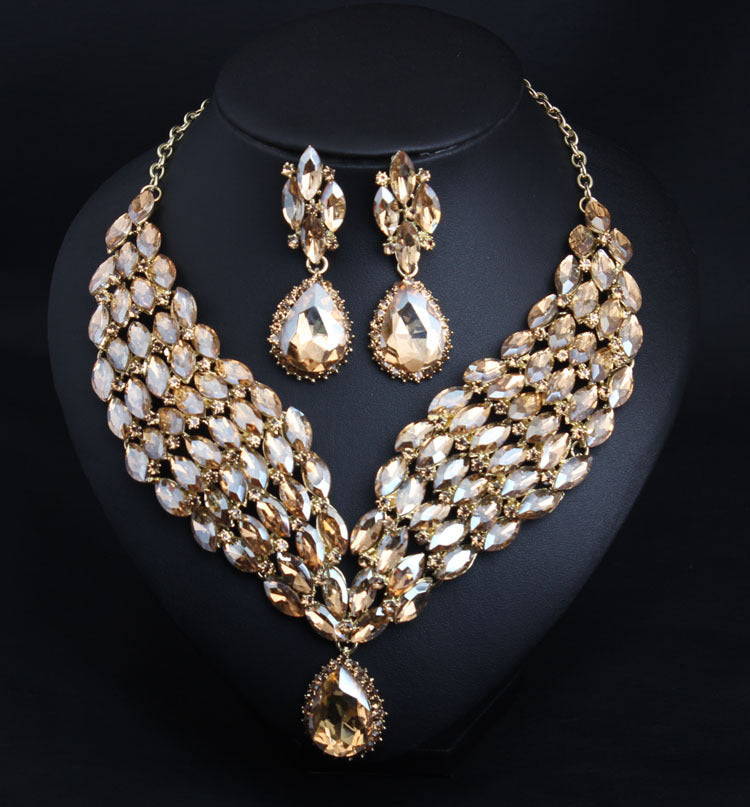 The Empress | Bold Crystal African Necklace & Earring Set - Gemstone Statement Feminé Luxé