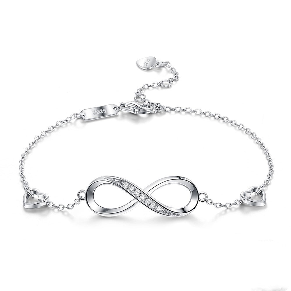 Sterling Silver Infinity Symbol Bracelet - Minimalist Women's Fine Jewelry with Zircon Feminé Luxé