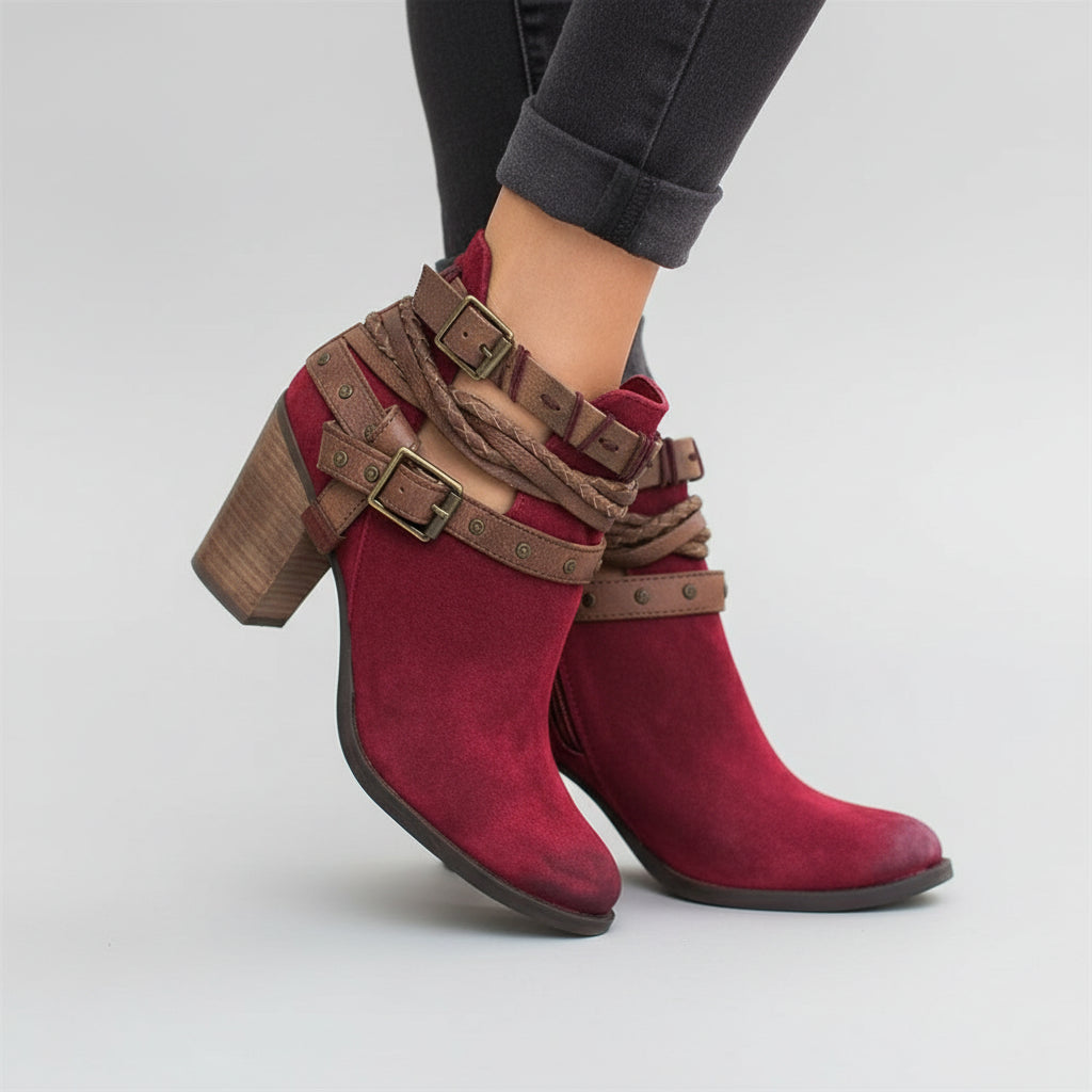 The 'Rebel Heart' Suede Rivet & Buckle Platform Boot Feminé Luxé