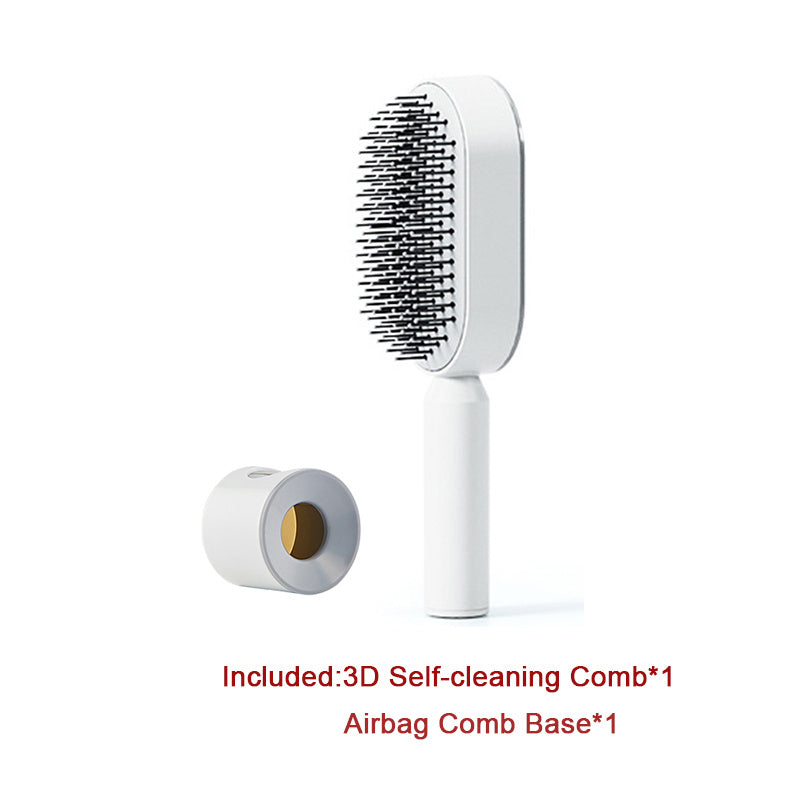 The Serenity Glide: One-Key Self-Cleaning Detangler & Scalp Massager Brush Feminé Luxé